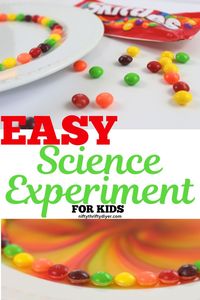 Skittles Rainbow Experiment- Explore the wonderful world of science with our Skittles Rainbow Experiment! This would be the perfect fun summer science experiment to keep the kids entertained. It's an easy science experiment for kids and great for kids of all ages. Magic melting Skittles is a great rainbow experiment for a homeschool science lesson.