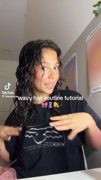 wavy hair routine #waves #hairgoals #haircare #hairproduct #beautyroutine #cutehairstyle #tiktok