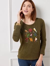 Scoop Neck Tee - Birds & Berries | Talbots