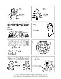 ​﻿​Print and Color Christmas Gift Tags : Printables for Kids – free word search puzzles, coloring pages, and other activities