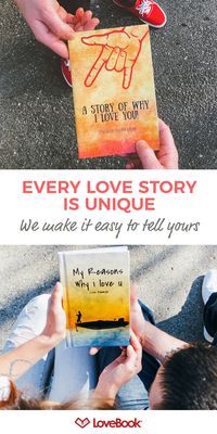 Turn your great love into a one-of-a-kind story with LoveBook. Create a personalized book that lists all the reasons why you love someone. Get started at lovebookonline.com.