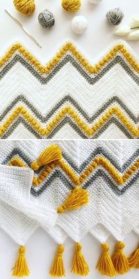 As I’ve mentioned before, you can add anything to your chevron and it will work! You must know what you are doing, of course, but the project by Madeline you can see below proves that chevron and bobbles go very well together. #freecrochetpattern #chevronstitch #chevronblanket #babyblanket