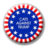 Cats Against Trump pinback button design by Lucinda Storms