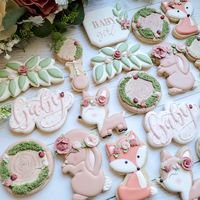 Cute Baby Animal Woodland Greenery Bunny Fox Ladybug Custom Decorated Sugar Cookie Set Easton, CT