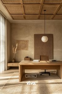 ♥ Are you looking for home office inspiration? Dive into the serene beauty of this Japandi Home Office, combining the best of Japanese and Scandinavian interiors. Perfect for creating a cozy and productive workspace, this modern design features sleek furniture and a minimalist layout. #japandi #homeoffice #interiordesign 🌿✨