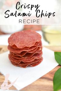 These baked salami chips are the perfect party crispy party appetizer. It's a snack you can't put down.