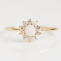 14K Opal and Sapphire Fleur de Coeur Ring