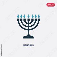 Stock Image: two color menorah vector icon from religion concept. isolated blue menorah vector sign symbol can be use for web, mobile and logo. eps 10