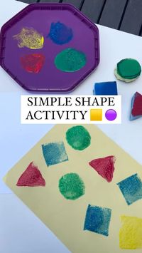 A simple activity to set up to help young children learn about shapes! Perfect shape activity for toddlers and preschool children😍 Find more by clicking the pin