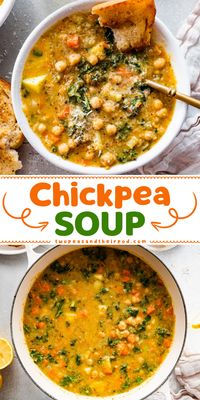 This Chickpea Soup is a hearty and delicious soup that's healthy, satisfying, and full of flavor. This soup recipe is a great addition to your easy Fall comfort food ideas!