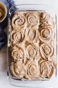 Coffee Cinnamon Rolls with Maple Cream Cheese Icing