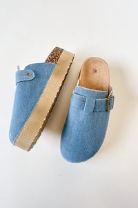 denim platform clogs