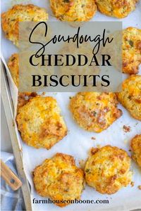 These sourdough cheddar biscuits are an easy addition to any meal or as a snack! Using sourdough discard it brings in nutrients and adds many health benefits. If you've every had Red Lobster cheddar bay biscuits, these taste so similar but even better. Try this recipe from Farmhouse on Boone today!