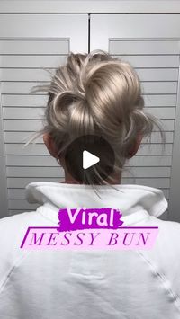 Megan Wadsworth 💅 Press-on Nails on Instagram: "My version of the viral messy bun 😉  It’s quick. It cute. And, it definitely checks the messy box. ☑️ Perfect gym hair for me.  You don’t need to add Bobby pins. But they allow me more control over the bun for long lasting wear.  #flightattendant #messybun"