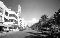 Florida Memory - Street scene with the Breakwater Hotel - Miami Beach, Florida