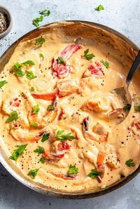 This Seafood Newburg recipe includes lobster, shrimp, scallops, and fish (haddock or hake fillets) simmered in a rich sherry-spiked cream sauce for a decadent retro dinner meal that also happens to be fast and easy.