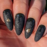 Tracey H | Bees for #GlamNailsChallengeMay24 . Whenever there is a chance to do a bee mani, I will always opt for the glossy on black matte. I just… | Instagram