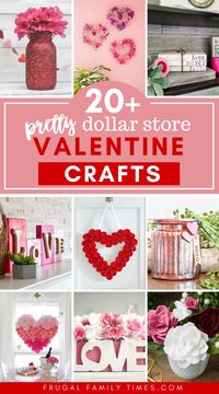 Valentine decor can be beautiful and affordable! Just choose something from this unique collection of dollar store Valentine Crafts! Included are many wreath ideas - from florals to hearts, mason jar crafts, heart garland, button crafts and some non-traditional ideas to inspire your creativity!