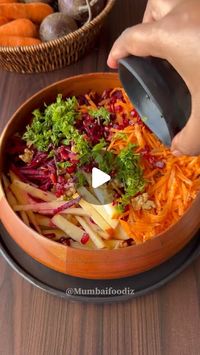 Ravika Thorat on Instagram: "Boost your immunity and digestion with this colorful, crunchy, and super healthy ABC Salad! Packed with antioxidants, fiber, and essential nutrients for your daily dose of wellness.🍎🥕🥗🍋
Ingredients

🍎 Apple: 1 cup (diced)
🌱 Beetroot: 1 cup (grated or boiled & diced)
🥕 Carrot: 1 cup (grated or finely chopped)
🍋 Lemon Juice: 1-2 tbsp
🧂 Salt: A pinch
🌶️ Black Pepper: A pinch
🌰 Chopped Walnuts: 2 tbsp
❤️ Pomegranate: 2-3 tbsp (optional)
🌿 Fresh Coriander: 1 tbsp (chopped)
Method
	1.	Mix apples, beetroot, carrots, and pomegranate in a bowl.
	2.	Add lemon juice, salt, and pepper. Toss gently to combine.
	3.	Garnish with fresh coriander and chopped walnuts. Serve fresh and enjoy!
.
.
✅ Like 
✅ Share 
✅ Save 
✅ Comment 
✅ Follow @mumbaifoodiz 
.
.
( Abc sal