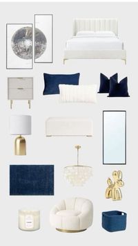 Aesthetic Navy White Gold Blue Room Makeover Inspo