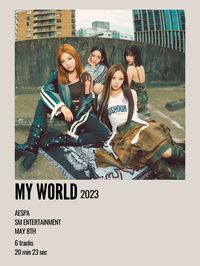 minimal aesthetic polaroid mini album poster for my world - the 3rd mini album by aespa