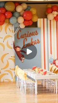 e l i s e  •  a n n a on Instagram: "curious lukas 🙊💛   we love our creative process & taking you behind the scenes of our events! every client gets a detailed design deck with lots of options and ideas. we loved our modern twist on this curious george event! 🍌   thanks @kelseyklos for the reel inspo 🤍🎉   design/decor/planning: @chicfromchicago  @99hausballoons  @odd.cookies  @bittersweetpastryshop  @pinstripesbbb"