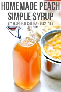 This Peach Simple Syrup is made with fresh peaches and honey - no refined sugars. It’s an easy way to sweeten iced tea, summer drinks and cocktails.