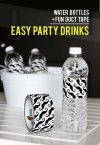 Fun party idea! Use Duct Tape as Water Bottle Wraps or use washi tape too!