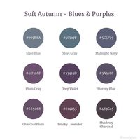 Blue and Purple colors that work with Soft Autumn color analysis   If you don't like a color, even if it is your "best color", you do not have to wear it!