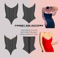 The Sofia Corset Pattern. Figure flattering corset that can be made in a variety of ways;  With cups, with out cups or with lace for cups With hip pieces or with out Purchase comes with detailed written instructions with photos AND a video tutorial.  Pattern comes in a4 and a0 layout for easy printing. Sizes include XS-3XL. If you would like the full Sofia look. Mermaid skirt and corset can be purchased as a bundle for a discount.  Pattern is not available for commercial purposes* Copyright @tay