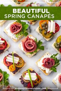 These perfectly easy canapés can be made ahead of time, are served cold, and are simply perfect for a fancy Spring or Summer celebration! With homemade pesto, olive tapenade and chive cream cheese, you’ll create the most irresistible, colorful and gorgeous little gardens of roses and veggies on your appetizer plate!