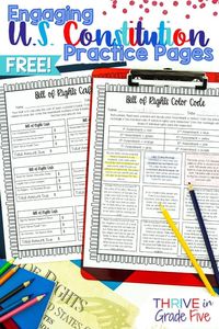 Constitution Practice Pages for 5th grade students - Help students practice the Bill of Rights, Preamble, Branches of Government, and more!