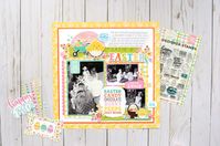 Easter Scrapbook Layout by Jana Eubank for #EchoParkPaper featuring the "Easter Wishes" collection.