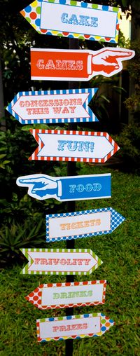 Carnival Party Direction Signs