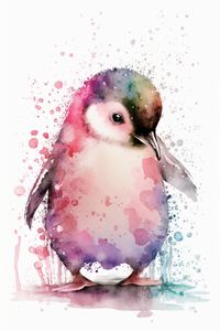 This might be the cutest print of a baby penguin you will ever see. It's painted with different shades of vibrant pink and has a touch of the rainbow as well. The adorable baby penguin will be a perfect gift for a baby shower or birthday, especially for bird lovers!