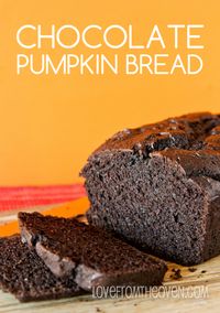 Dark Chocolate Pumpkin Bread Recipe - she uses whole wheat & yogurt to make it healthy & turn it into a breakfast ok food.