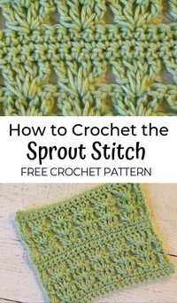 How to crochet the sprout stitch—a free spring crochet stitch pattern! Learn this pretty crochet shell stitch.   #crochet #crocheting #crochetpatterns #freecrochetpatterns #crochetlove