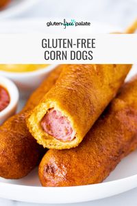 These homemade corn dogs have a soft and fluffy outer coating, with a juicy hot dog on the inside all served on a stick. All you need is just under 30 minutes, this recipe and a handful of ingredients you most probably have already and your set to enjoy these in no time! #glutenfreecorndogs #corndogs #glutenfreerecipes #glutenfreefood #glutenfreepalate