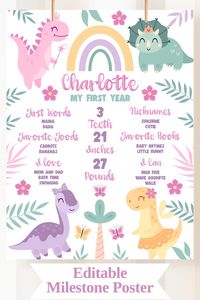 Dinosaur Birthday Sign Girl Dinosaur Party Decorations Girl Dinosaur Birthday Pastel Birthday Milestone Poster Girls Dino Party DIN2 - Etsy