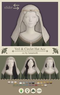 📜 Medieval Veil & Circlet | Hairs & Acc 💜 | Patreon