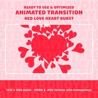 Love Heart Burst Animated Stream Transition | Twitch, OBS, Stream Assets, Premium, Red, YouTube