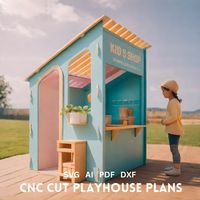 CNC cut playhouse plans, SVG Files Digital Download of Play House Outdoor, shop Playhouse for Children. Transform your kid's outdoor or indoor playtime with this simple  and charming wooden playhouse. Dimensions: L 4' / W 4' / H 5' 10'' WHAT IS IN THE CATALOG: - Archive with different type of Files - Dxf. Pdf. Ai. Svg.  - Catalog for assembling steps. Plans can't be copied and resold to others, you are guaranteed the right to use the plans to construct a single unit. No returns, exchanges, or ca