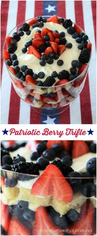 Patriotic Berry Trifle | #nobake #desserts #easy #MemorialDay #patriotic #July4th #trifle