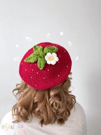 crochet strawberry beret