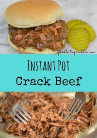 This instant Pot Crack Beef is going to become part of your weekly menu.  The ingredients are simple, with the exception of the beef chuck roast, you probably have them all right now.  BBQ sauce, cheddar & bacon.  I bet it is starting to make sense now why this is called Crack Beef with those ingredients. Pin for Later! #instantpot #beef #easy