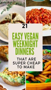 21 easy vegan weeknight dinner recipes that are super cheap to make. Meals, snacks, healthy, salad, food, budget. #CheapMealsForOne