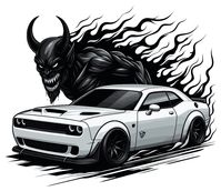 White Dodge Demon With Real Demon Figure