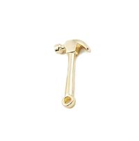 Golden 3D Hammer Tool Charm. Hammers are darker than pictured. Measures 1 inch X 1/4inch. Good detailing front and back, solid. Antique Gold plated Zinc alloy, lead-free. Comes with jump ring not shown in pictures. **Get this Charm for FREE with the purchase of any charm bracelet Good for charm bracelets, handbag charms, key rings, zipper pulls, and pendants All items in stock and ships from Tennessee.