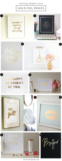 Our Bonjour print featured on Gold Foil Art Print Love // Whitney Blake