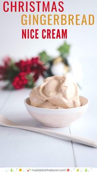 Gingerbread Christmas Nice Cream an easy vegan dairy-free ice cream made with frozen bananas. Healthy and delicious #christmas #christmasfood #vegan #veganrecipe #nicecream #healthyrecipe